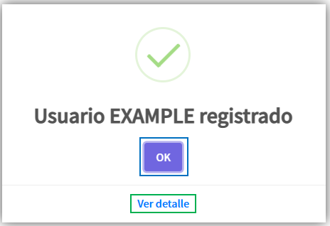 Vista previa del mensaje de 'registro exitoso'