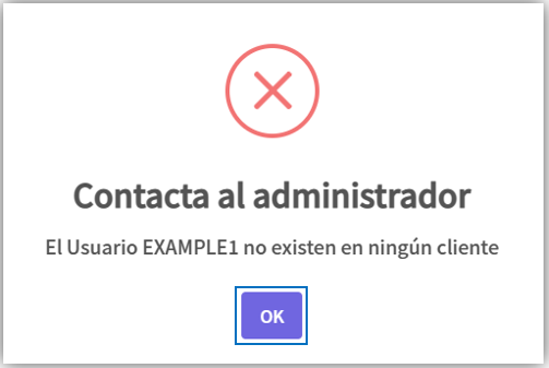 Vista previa de mensaje 'usuario no existe'