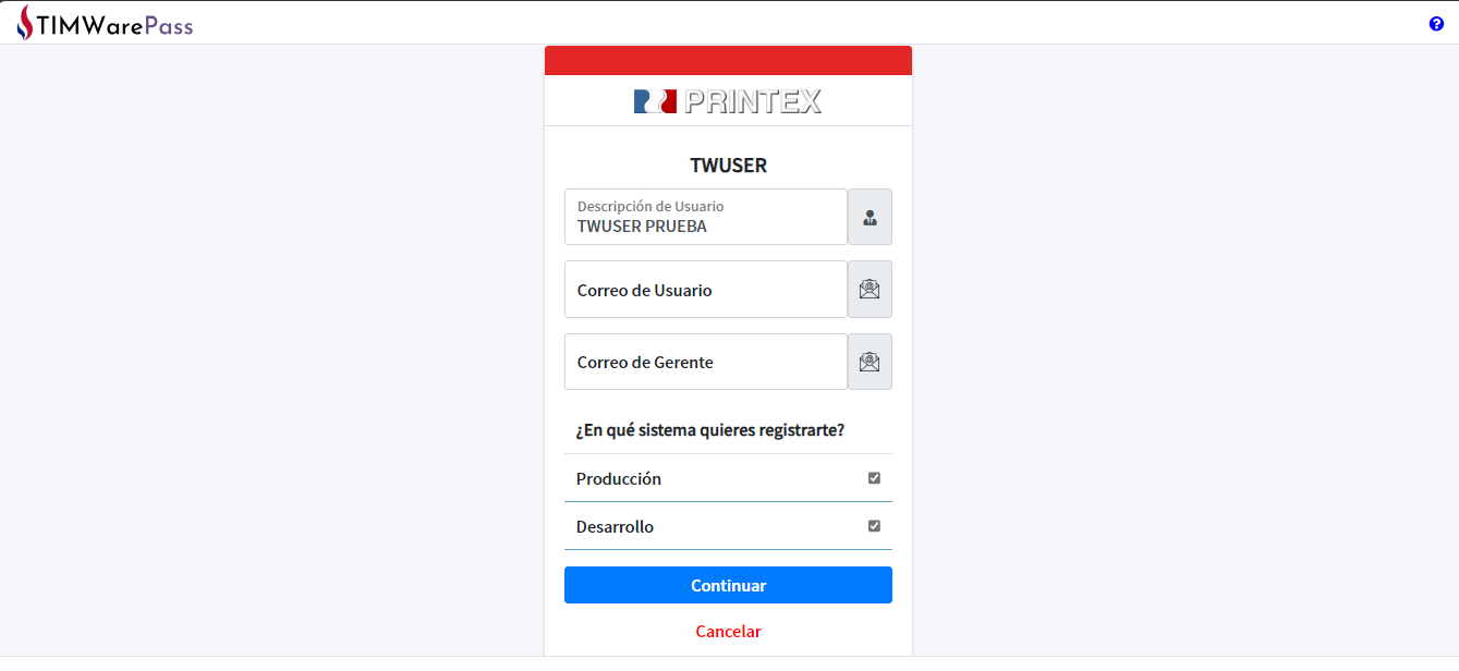 Vista previa del formulario de registro de datos